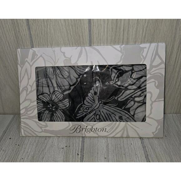Brighton Black & White Always Right Scarf Purse Decor Silk Butterfly Floral New - Picture 3 of 5